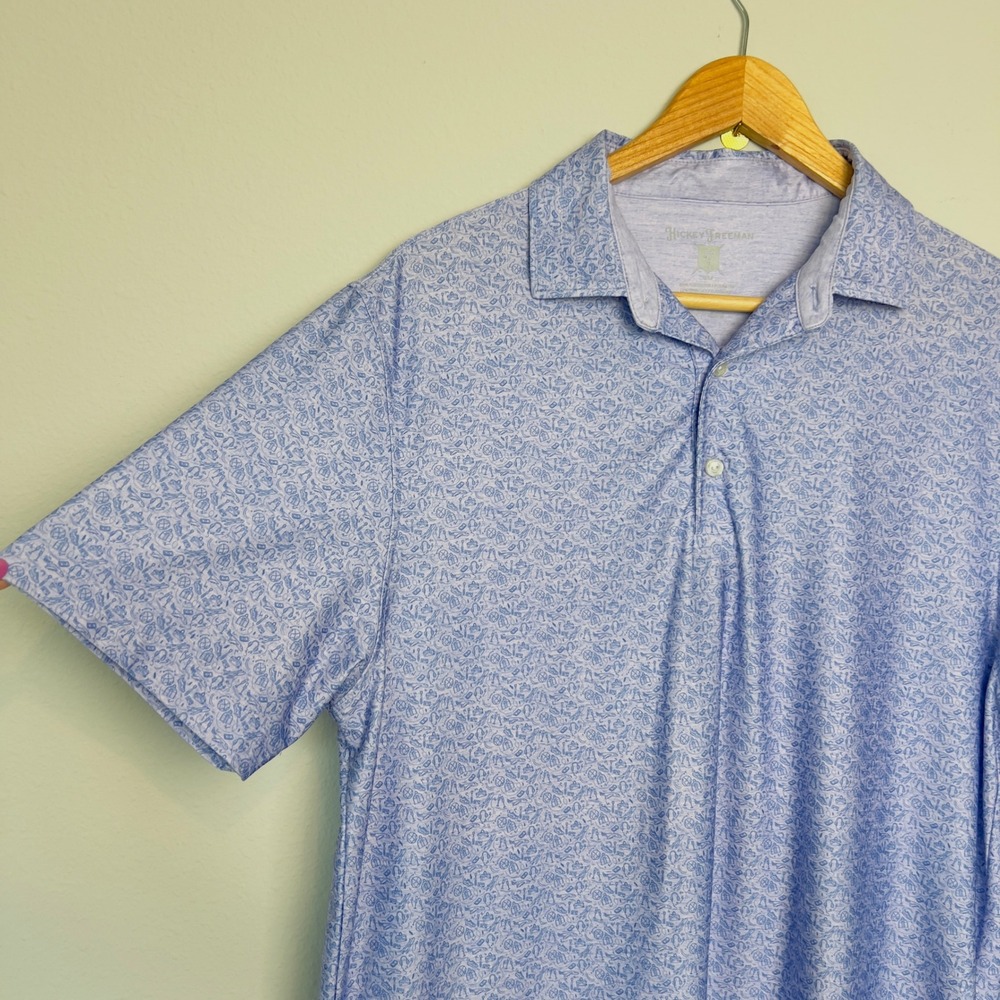 Hickey Freeman Golf Mens Medium Purple Novelty Travel Print Performance Polo - Picture 3 of 10